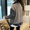 Fake Two Piece Shirt Patchwork Jackets Women Sweater Spring Fall Denim Cardigan Fashion Korean Style Streetwear Loose Coat