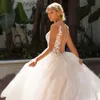 2023 Lace Beach ball gown Wedding Dresses with Long Sleeves Tulle Backless Fairy Tale Bride Gowns Plus Size Sweetheart Backless Sweep Train Vestido De Noiva wed dress