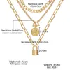 Anhänger-Halsketten IPARAM Punk-goldenes Metall übertriebene Halskette für Frauen, kubanisches Kettenschloss, Münzanhänger, Damen-Halsketten-Set, Modeschmuck, Geschenk Z0321