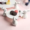 Dishes Plates White Porcelain Rabbit Dessert Household Fruit Cake Banquet Tabletop Ceramic Display Cute Animal Tray 230320