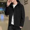 Men's Jackets High-end Fashion Men Jacket Springautumn Thin Business Casual Trend Pure Color Hooded European American Simple Work Coat