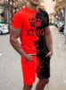 Survêtements pour hommes Costumes pour hommes KING 3D Print Shorts Mans vêtements Tees ensembles de pantalons Costume King Tshirt Jogging Set Survêtement Formation Vêtements Outfit 230321