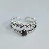 Wedding Rings Simple Bohemian Black Crystal Leaf For Women Engagement Jewelry Vintage Ring Party Gift