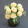 Decorative Flowers Artificial Fake Roses Bouquet Blue White Silk Rose Flower Wedding Decoration Accessories Home Decor