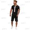 Tute da uomo LNCDIS Sport Set sottili Casual Abiti da uomo Uomo Estate Tempo libero Moda Colore Collisione Pantaloncini manica corta Uomo Tuta Set Q1 T230321