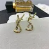 Moda Women Designer Earrings Ear Stud Brand Breating Breating Silver Plated Gold Batied Crystal Rhinestone Brincho Jóias de Presente de Casamento