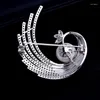 Brooches Micro Pave Cubic Zirconia CZ Peacock Feather Brooch Pins For Women Dress Scarf Pin Jewelry Accessories 0725