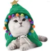 Kattdräkter husdjurs juldräkt valp Xmas -kappa med stjärna Pompoms Santa Cape Hat Party Cosplay Dress for Cats Small Dog