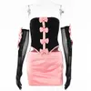 Abito a due pezzi Gtpdpllt Sexy senza spalline con fiocchi Set da donna Guanti neri Corsetto Top Gonne rosa Estate femminile Magro Party Clubwear 230321