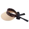 Szerokie grzbietowe czapki niszowe lampart nadruk Visor Hat Summer pusta top słoma