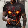 Męskie T-shirty Mężczyźni i kobiety Caual Trzynty Spring Lato Oddychający Vintage Vintage Skull 3D Print T-shirt O-Neck Hip Hop Top Horror Caual T Shirt Harajuku szerokie ubranie