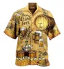 Mäns casual skjortor hawaiian skjorta 3d tryck öl kortärmad kubansk skjorta strandkläder tshirt topp party vintage stil för män kvinnliga mäns kläder 230321
