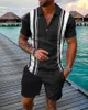 Herrspårar för män Polo-skjortor Shorts 2-stycken Set Luxury Brand Casual Suit Dx Zipper Lapel T-shirt Kort ärm Tracksuit Male Jogger Outfits 230321