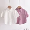 Camicie per bambini Camicia di lino Camicette Neonato Tinta unita Bianco Rosa Neonato Camicia per bambini Manica corta Abbigliamento per bambini Abbigliamento per bambini 1-10Y Hemden 230321