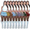 2023 nueva impresión Sexy Mini plisado corto falda tutú moda comprobar volante vestido ropa para mujeres