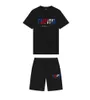 Men Trapstar T Shirt Modna moda z krótkim rękawem strój Chenille Tracksuit Czarna bawełniana londyń