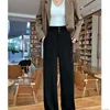 Spodnie damskie capris swobodne wysokiej talii luźne spodnie szerokie nogi kobiety wiosna jesienna samica szare czarne garnitury spodnie damskie streetwear długie spodnie 230321