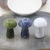 Pendant Necklaces Polished 2" Natural Stones Carved Mushroom Figurine Healing Crystal Reiki Quartz Statue For Home Office Decoration