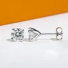 Stud Earrings 6.5mm 1CT D Color Moissanite Hoop Solid 925 Sterling Silver With GRA Certifacate Jewelry Wholesale