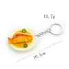 Keychains 3D Emulation DeliCays Chinese Food Braised Pork Meat Egg Fish PVC Harts Keychain Rolig ryggsäck Purse Dangle Pendant Smycken