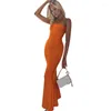 Casual Dresses 2023 Strapless Pure Color Elegant Sexy Bodycon Maxi Dress Fall Women Wedding Evening Club Y2K Outfits grossist