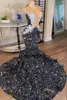 Sexy Black Sequins Mermaid Prom Dresses For Arabic Women 2024 Lace Applique Party Gowns Long Evening Dress Vestidos De Graduacion