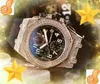 メンズフル機能ダイヤモンドリングウォッチストップウォッチメンズクォーツムーブメント自動日付卸売男性ギフト腕時計レロジオ