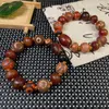 Bracelets de charme antigo dzi tibetano aga redonda oval três olhos Palcetaria de pedra de calcedônia vermelha para homens para homens meditação