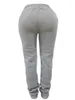 Broek LW Plus size mid -taille Drawtring Ruches ruches tretse stretchy street dames pant 2023 Autmn Sporting