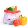 Storage Bags 1Pc Reusable White Bunch Pocket Color Strip Stitching Mesh Shopping Bag Supermarket Fruit Vegetable Package