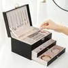 Aufbewahrungsboxen Bins PU Schmuck Box Organizer Design Ohrringe Ringe Halskette Aufbewahrungskoffer Mode Display Halter Frauen Mädchen Geschenk 230321