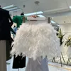 Skirts Super Fairy Sweet Feather Ostrich Leather Bubble Short for Women Birthday Party Wear Lady Princess Mini 230321