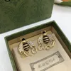 Designer stud earrings brass material 18K gold needles anti-allergic bee luxury brand earring ladies weddings parties gifts exquisite jewelry GE-0168