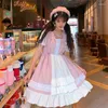 Abiti casual Kawaii Lolita Dress Women Y2k Cute Sweet Square Collar Short Halloween Gothic Girl giapponese Vestidos Pink