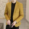 Ternos masculinos Men Amarelo Terno vintage amarelo Blazer de camurça de tamanho grande Blazers PLUS TAMANHO 4XL 3XL Casual Button Up Coat Macho Jaqueta Macho