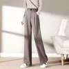 Damesbroek capris winter casual wol wol wide been broek dames Koreaanse kantoor dames zwarte rechte broek elegante damesbroek pantalon femme 24170 230331