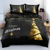 Bettwäsche-Sets Frohe Weihnachten Weiß Set King Queen Full Twin Size Mikrofaser Schlafzimmer Dekorativer 3D-Druck Bettbezug mit Kissenbezügen 230321