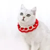 Dog Collars Cat Collar Cotton Bow Puppy Tie Handmade Knitted Flower Strawberry Bib Adjustable Necklace Pet Supply
