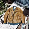 Herrläder CDJ-35 Asiatisk storlek Super Top Quality Heavy äkta italiensk Cow Slim Classic Cowhide Stylish Rider Jacket