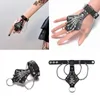 Bracelets porte-bonheur Punk clouté pour hommes femmes noir Goth cuir Spiker crâne main Rivet chaîne réglable C1FC