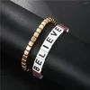 Braccialetti con ciondoli Lettera BELIEVE Bracciale con dadi Donna Boho Bracciale con corda elastica Moda Coppia Gioielli Regalo Commercio all'ingrosso