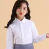 キッズシャツ春秋の赤ちゃん幼児10代の女の子ホワイトブラウス長袖学校ユニフォームガールコットンシャツキッズトップ6 8 10 12 14年230321