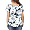 Shirt Summer Women's Plus Size Clothing V-neck Hollow Out Short Sleeve Tunic Tops Printed Tees Casual Loose T-shirt Ladies Tee 3XL 4XL