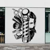 Stickers Wall Stickers Vintage Barber Sticker Haircut Scissors Comb Shop Hair Salon Door and Window Art Decoration Vinyl Decal LF26 230321