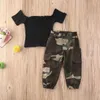 Set di abbigliamento 3 Style 16Y Fashion Infant Neonate Vestiti Set Off Spalla Magliette Top Pantaloni mimetici 2 pezzi Z0321
