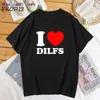 wangcai01 Damen-T-Shirt „I Love Dilfs“, Damen-Baumwoll-T-Shirt, Sommerkleidung für Damen, lustiges Grafik-T-Shirt, lässig, kurz, Seve, Unisex-Damenbekleidung, 0321H23