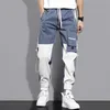 Men's Pants Streetwear Spring Casual Cotton Harem Ribbons Joggers Men Patchwork Fashion Ankle Length Jogger For Boys 230321