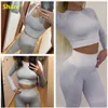 Atuendos de yoga rid juego sin costuras mujeres 2pcs dos piezas de manga larga top thirth leggings ropa ropa de gimnasio con fitness sets0594