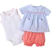 Conjuntos de roupas bebê menina sem mangas conjunto de roupas colete topsrompershorts 2021 roupas de verão recém-nascido roupa bonito infantil bebês terno algodão z0321