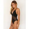 Kvinnors jumpsuits Rompers Sexig spetsnät Bodysuit Kvinnor Deep V Neck Bodycon Summer Cut Out Club Lady Body Top Leotard Feminino PlaySuit 230321